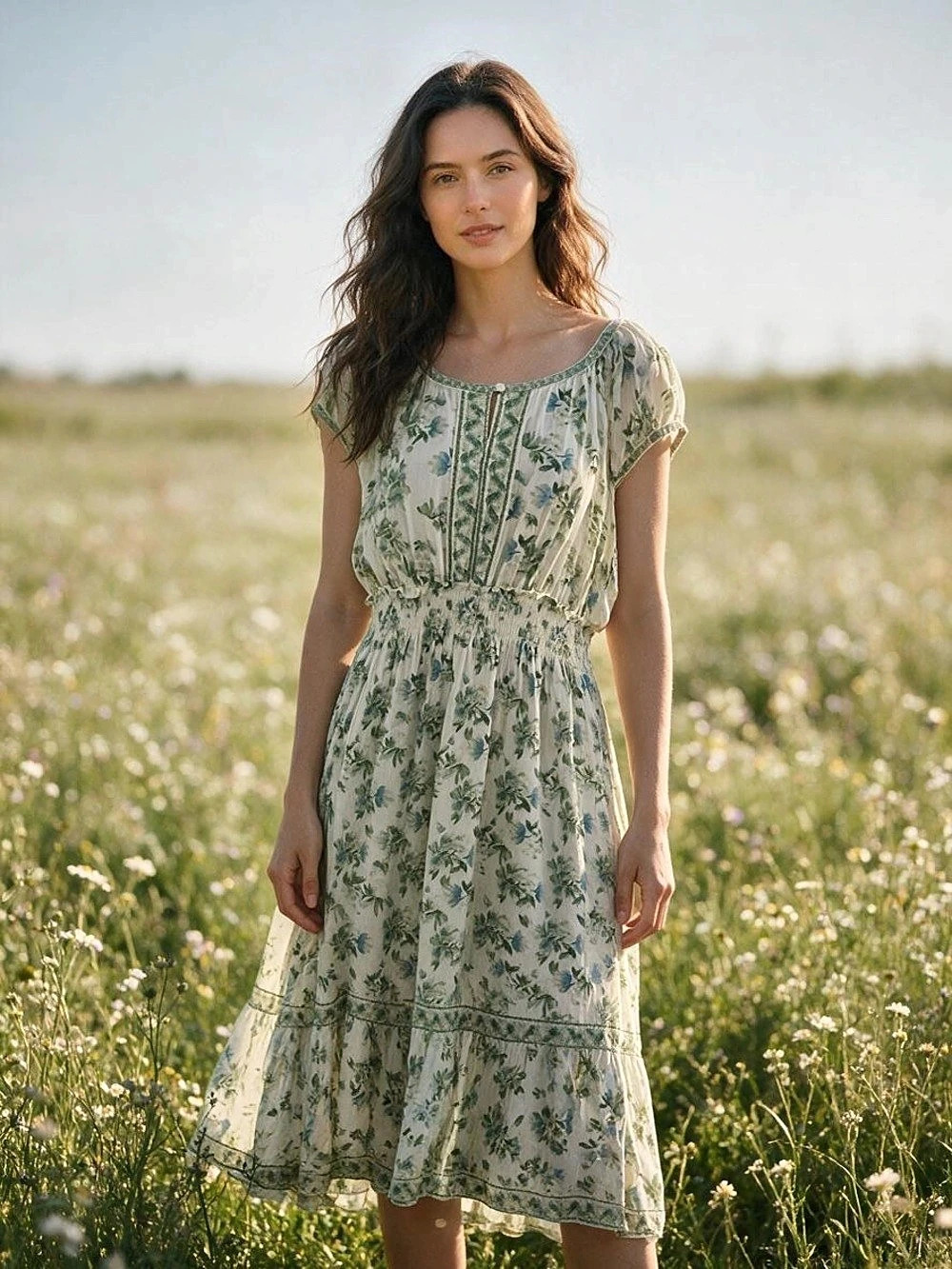 Max Studio 5W04R64 CMBLUMSB Floral Maxi Dress in Cream & Blue Size XL NWT